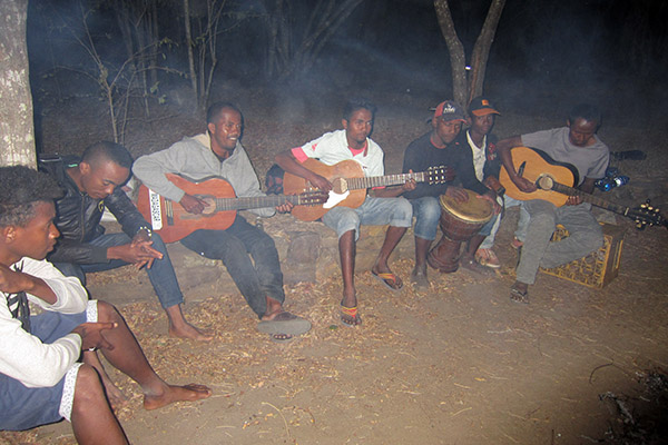 Music at Zakania camping in Isal NP , Madagascar