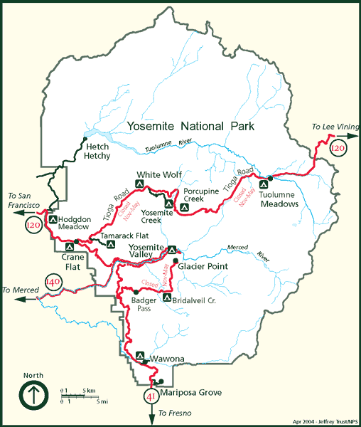 Eenvoudige kaart van Yosemite